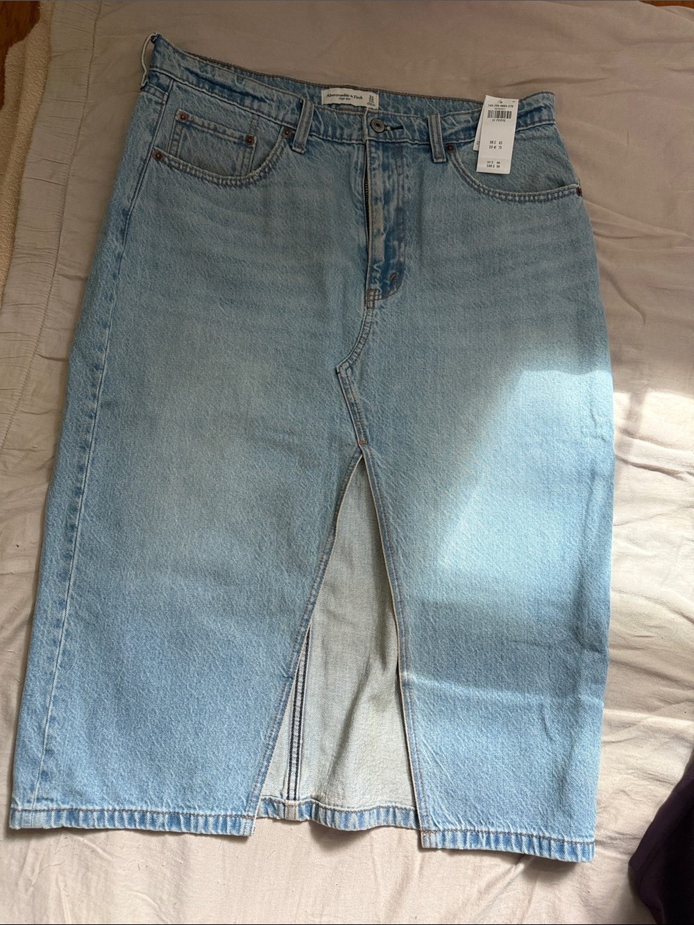 Abercrombie & Fitch Petite Denim Mid-Rise, Zip Front Skirt